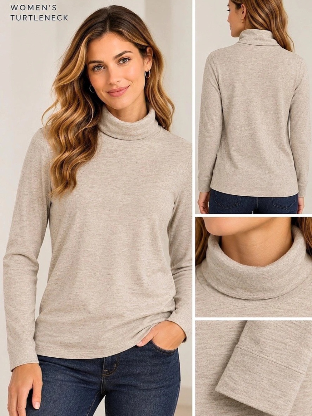 Lands' End Women's Lightweight Jersey Skimming Long Sleeve Turtleneck Long M